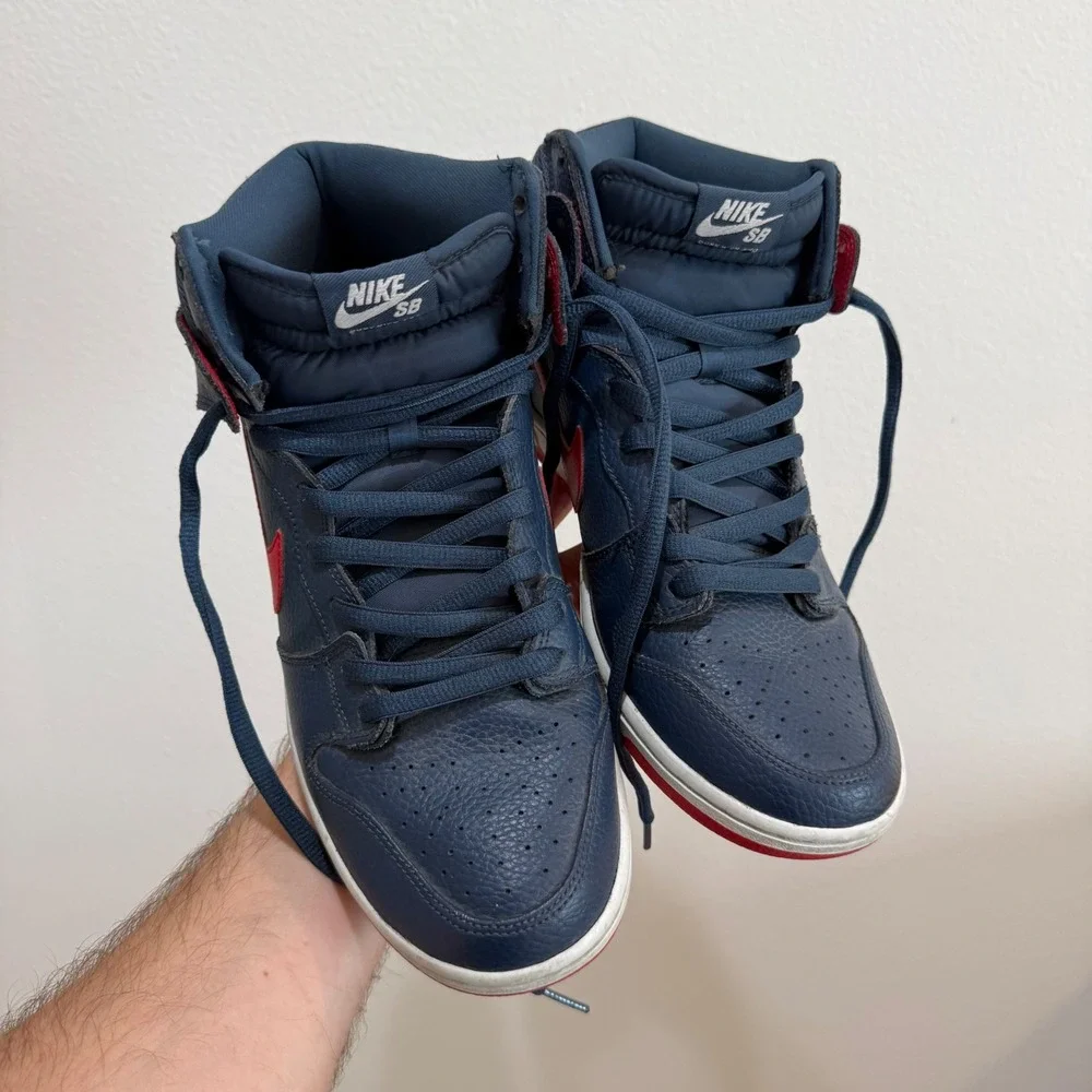 Nike SB Dunk High Pro Midnight Navy University Red 305050-463 Mens 11.5 2013